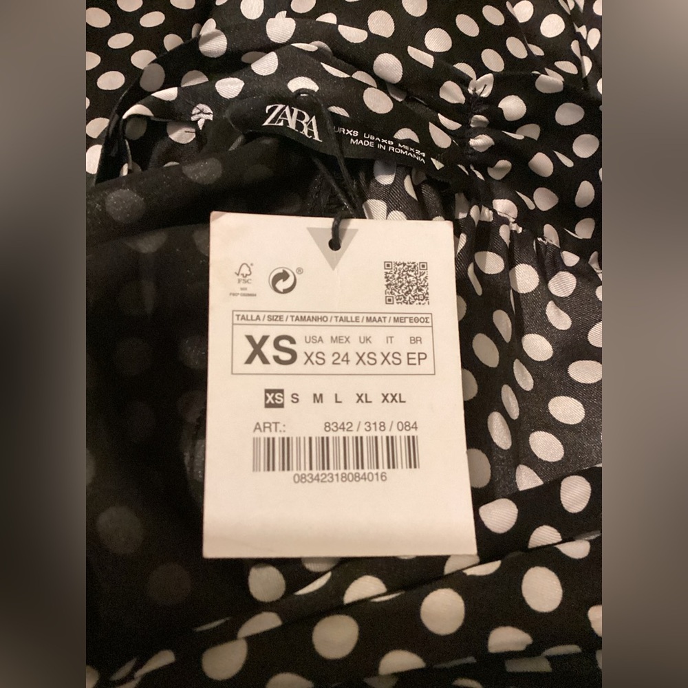 New Zara Black And White Polka Dot Dress - Picture 14 of 16
